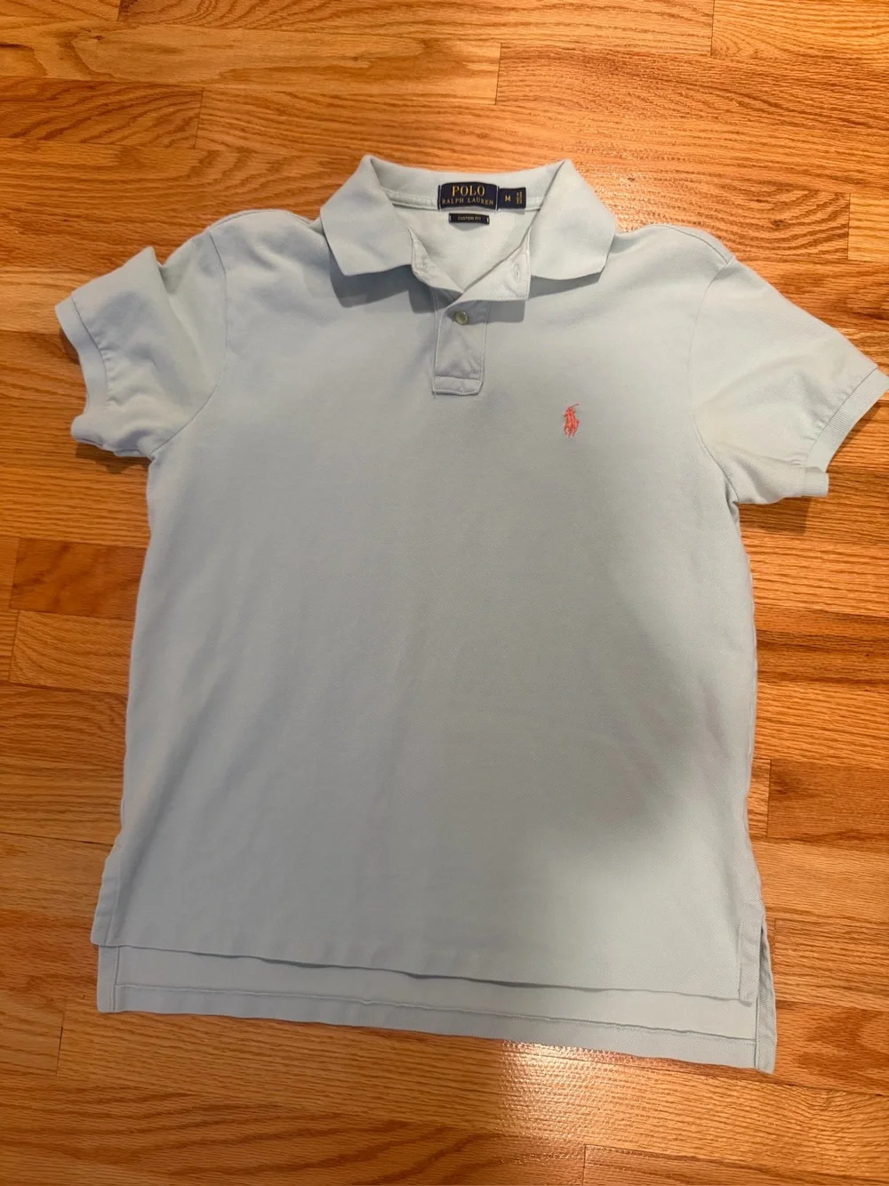 Polo Ralph Lauren Custom Fit Men’s M Light Blue Polo Shirt Pink Pony Cotton